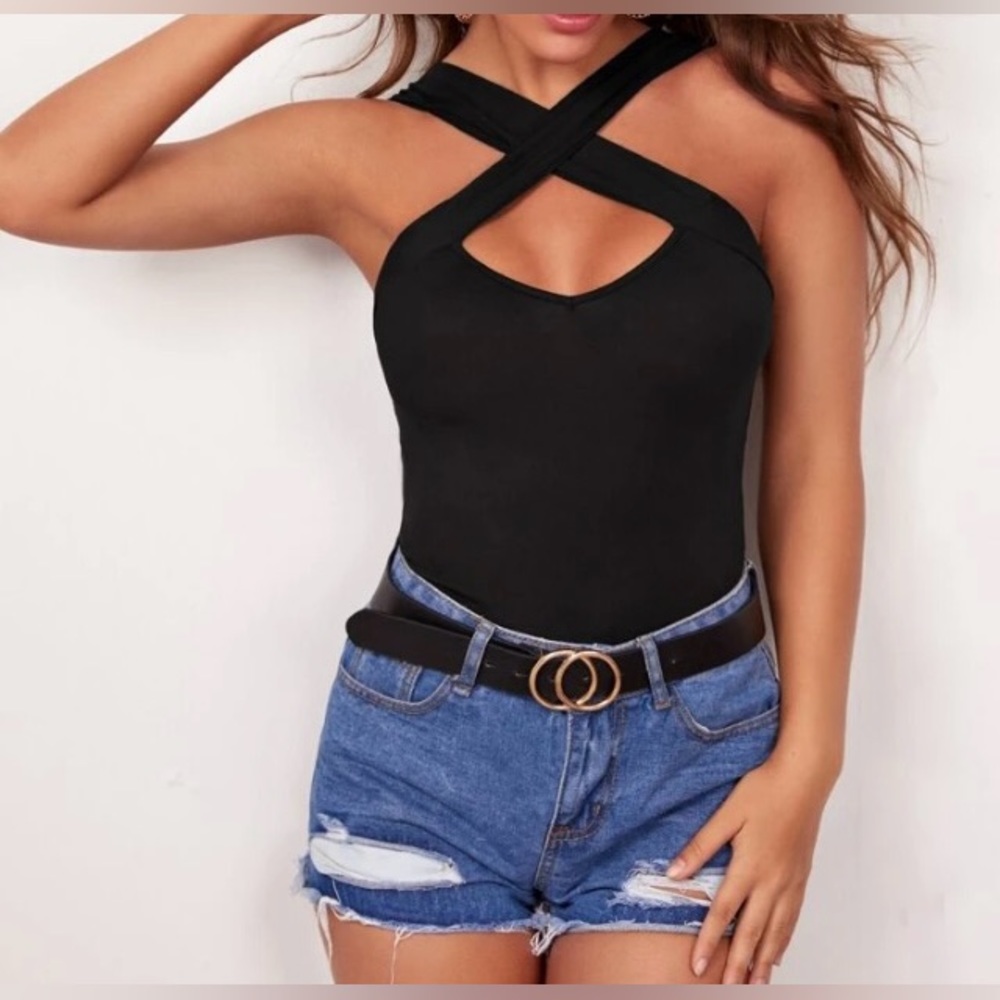 Black Crisscross Night Out Top